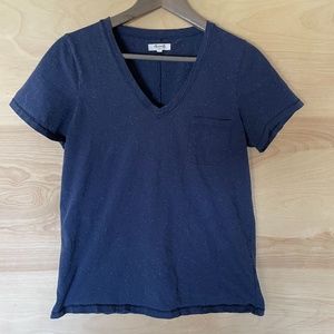 Madewell Navy Whisper Cotton V-Neck Pocket Tee L